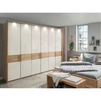 Šatní skříň Šatní skříň s otočnými dveřmi KIRUNA 2 dub/sklo champagne