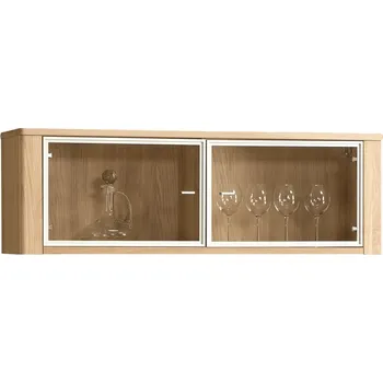 Komoda ORLANDO/ROLANDO dubová police prosklená typ 14 dub bianco