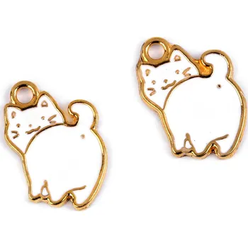 Přívěsek Kovový přívěsek / taháček na zip kočka, malé, 1 (B81412) bílá