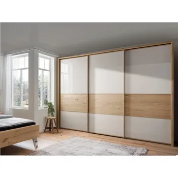 Šatní skříň Šatní skříň s posuvnými dveřmi BARI bílý dub/sklo champagne