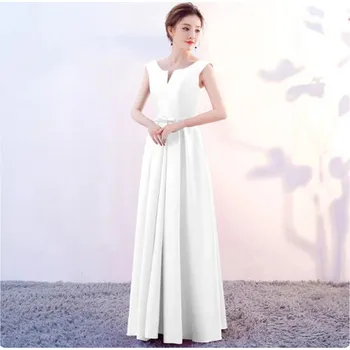 Dámské šaty Dlouhé dámské saténové šaty na ples nebo pro družičku Barva: Bílá, Velikost US: 10