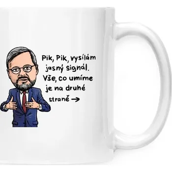 Hrnek malý bílý s potiskem Jasné signály