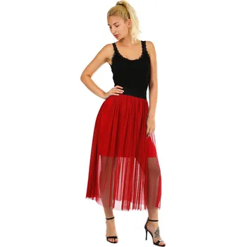 Dámská sukně Glara Dámská tylová dlouhá sukně 411360 červená one size