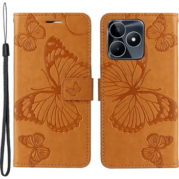 Pouzdro na mobilní telefon Big Butterfly knížkové pouzdro na Realme C51/C53 - žluté