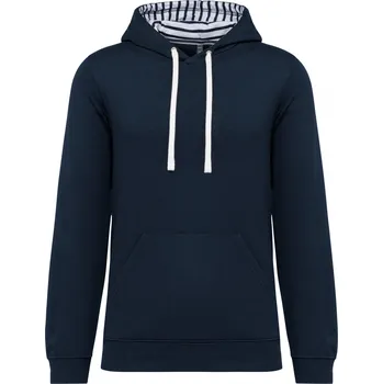 Pánská mikina KARIBAN Mikina se vzorem uvnitř kapuce unisex K4013 Velikost: XS, Barva: námořní modrá-bílá