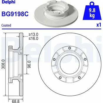 Brzdový kotouč Brzdový kotouč DELPHI BG9198C