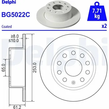 Brzdový kotouč Brzdový kotouč DELPHI BG5022C