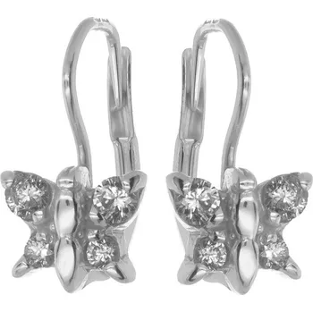 Náušnice Argento 66926 Stříbrné náušnice - motýl, čiré kulaté zirkony