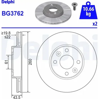 Brzdový kotouč Brzdový kotouč DELPHI BG3762