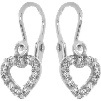 Náušnice Argento 65779 Stříbrné náušnice - srdíčka, čiré kulaté zirkony