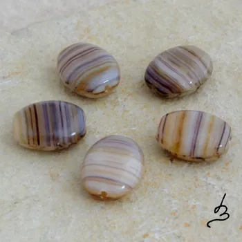 Korálek Korálky skleněné oválky hnědobéžové - 10 ks