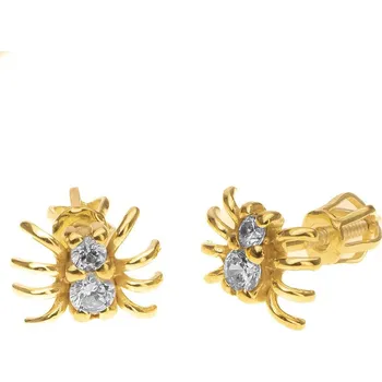 Náušnice Argento 66839 Pozlacené stříbrné náušnice - pavouk, čiré kulaté zirkony