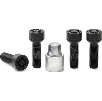 Šroubek na kolo Zajišťovací šrouby SICUSTAR M14x1,5x45mm, koule R14, klíč 17, černé (Pojistné šrouby SICUSTAR)