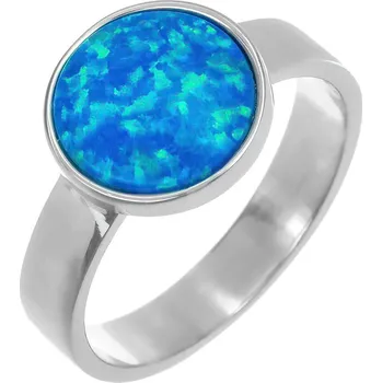 Prsten Argento 73051 Stříbrný prsten - modrý kulatý syntetický opál | Velikost prstenu: 58mm