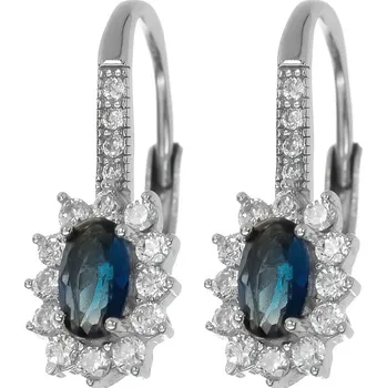 Náušnice Argento 67030 Stříbrné náušnice - modré oválné zirkony