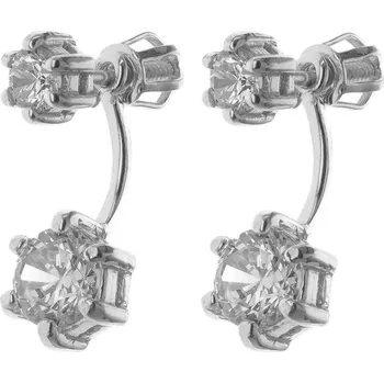 Náušnice Argento 66842 Stříbrné náušnice dvojité - čiré kulaté zirkony