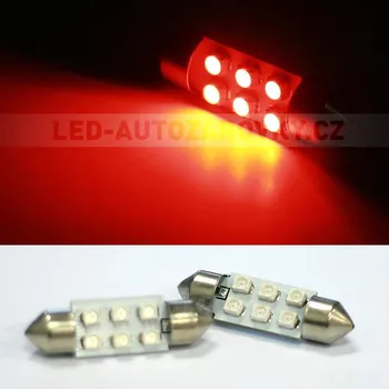 Autožárovka Sufitka červená - Super 6xSMD LED, 41mm (LED sufitka červená - Super Light)