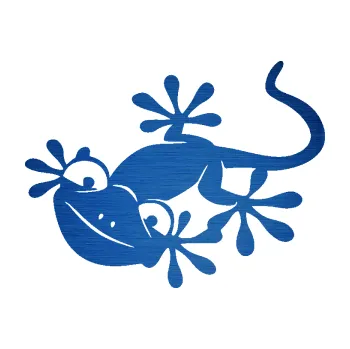 Samolepící dekorace SAMOLEPKA Ještěrka 018 levá kouká (65 - škrábaný kov modrý) NA AUTO, NÁLEPKA, FÓLIE, POLEP, TUNING, VLASTNÍ TEXT, TISK, AUTOSAMOLEPKY.cz, POLEPY, OBRÁZEK, LOGO, SAMOLEPKY