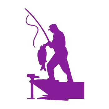 Polep vozidla SAMOLEPKA Rybář 021 levá s prutem (14 - fialová) NA AUTO, NÁLEPKA, FÓLIE, POLEP, TUNING, VLASTNÍ TEXT, TISK, AUTOSAMOLEPKY.cz, POLEPY, OBRÁZEK, LOGO, SAMOLEPKY