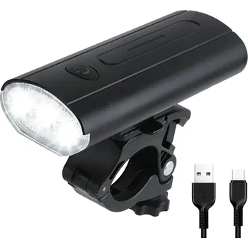 Cyklosvítilna LED USB PREMIUM přední světlo na kolo, 3x XM-L T6 CREE LED, 750lm, 6 režimů svícení, baterie 3000mAh, hliník, s powerbankou (Hliníková PREMIUM USB přední svítilna na kolo s powerbankou)