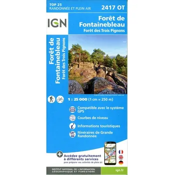 Forêt de Fontainbleau Trois Pignons 1:25 000