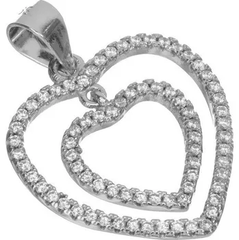 Přívěsek Argento 85190 Stříbrný přívěsek - srdíčko, čiré kulaté zirkony