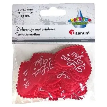 Ozdoba materiałowa serca I Love You czerwone 15szt