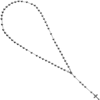 Náhrdelník Argento 91735 Stříbrný náhrdelník - růženec, 5 desátků, křížek s Ježíšem, Zázračná medailka, délka 75 cm