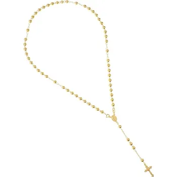 Náhrdelník Argento 91840 Pozlacený stříbrný náhrdelník - růženec, 5 desátků, křížek s Ježíšem, Zázračná medailka, délka 52 cm