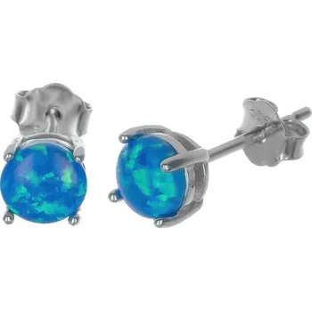 Náušnice Argento 67099 Stříbrné náušnice - modrý kulatý syntetický opál