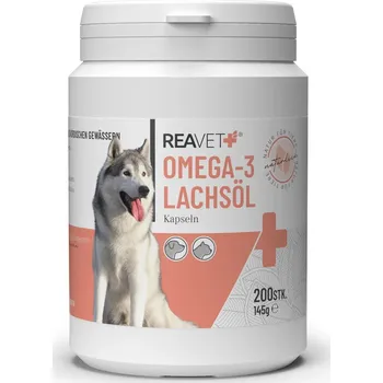 Kloubní výživa pro psa a kočku REAVET Omega-3 kapsle z lososového oleje (200 ks - 500 ks) Počet kusů: 200 ks