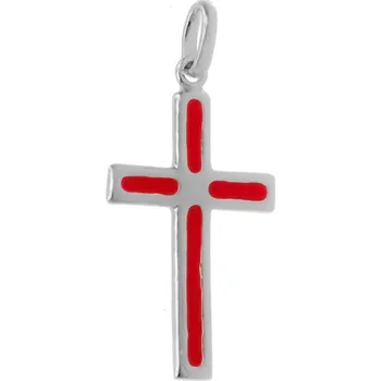 Přívěsek Argento 85586 Stříbrný přívěsek - křížek, červená glazura