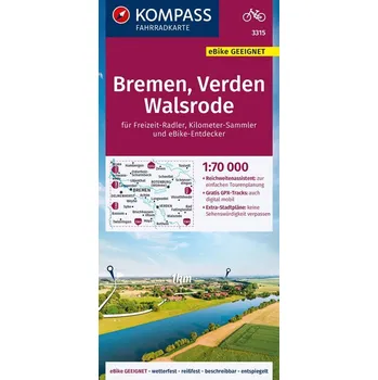 KOMPASS Fahrradkarte 3315 Bremen,Verden,Walsrode, 1:70000