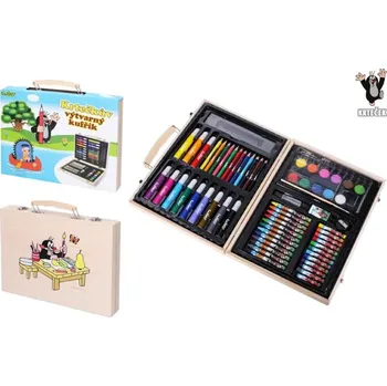 Kufřík výtvarných potřeb, dřevěný, krtek