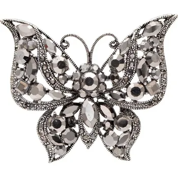 Brož B-TOP Brož Motýl s černými krystaly