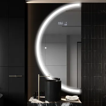 Zrcadlo Moderní LED Půlkruhové Zrcadlo - Stylové Osvětlení pro Koupelnu D222