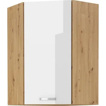 Kuchyňská linka MEADOW, skříňka horní rohová 58x58 GN-90 1F, korpus: dub artisan, dvířka: bílý lesk + vyzvednutí ZDARMA