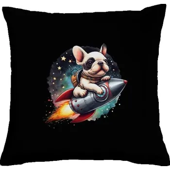 Bytový textil Polštář bavlněný s potiskem Polštář Buldoček raketa2