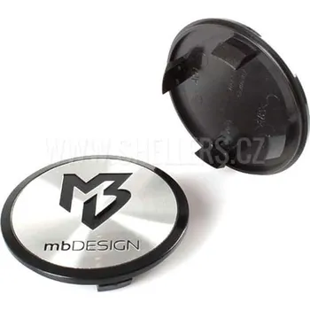Alu kolo Středová krytka alu kola Ø 57/68 mm, mbDesign, stříbrná nerez, černé logo