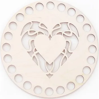 Dřevěné víko kruh, 12 cm, vzor 12 - srdce