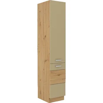 Kuchyňská linka MEADOW, skříňka vysoká 40 DK-210 2F, korpus: dub artisan, dvířka: cappuccino lesk, dub artisan + vyzvednutí ZDARMA