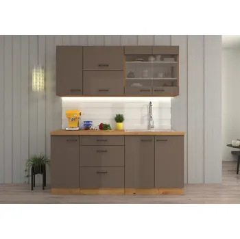 Kuchyňská linka Kuchyně ARCENIO 180 cm, korpus: dub artisan, dvířka: lanýžově šedá + vyzvednutí ZDARMA