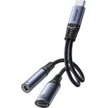 Přepojka / adaptér JOYROOM USB-C na 3,5mm jack + USB-C - pro Apple iPhone / iPad - 10 cm - černá