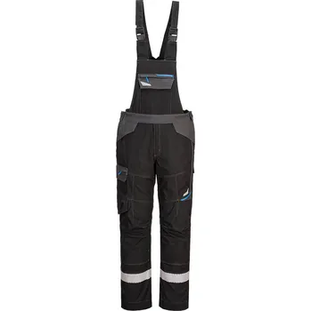 montérky PORTWEST MODAFLAME WX3 FR405 / Nehořlavé reflexní kalhoty s laclem, stretch - černá XXXL