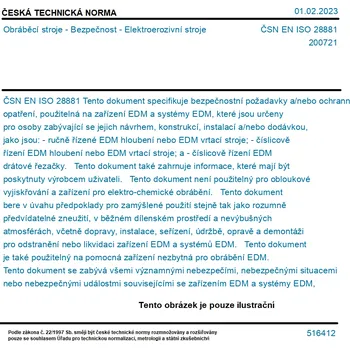ČSN EN ISO 28881 - Obráběcí stroje - Bezpečnost - Elektroerozivní stroje - Tisk