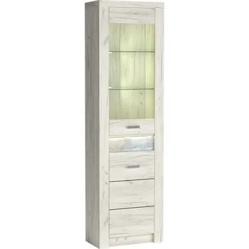 Komoda Rohová vitrína INDIANAPOLIS I-23 jasan bílý