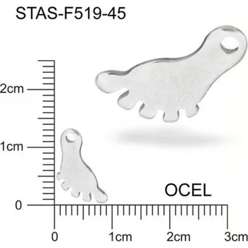 Přívěsek Přívěsek CHIRURGICKÁ OCEL ozn.-STAS-F519-45 tvar STOPA velikost 12x8mm.