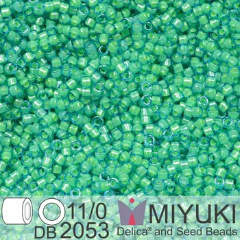 Korálek Korálky Miyuki Delica 11/0. Barva Luminous Mermaid Green DB2053. Balení 5g