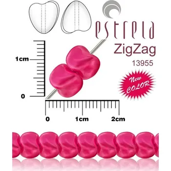Korálek VOSKOVANÉ korále tvar ZigZag. Velikost 6x9mm. Barva 13955 (růžová pastelová) New COLOR. Balení 14ks na návleku.