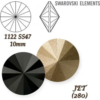 Šperk SWAROVSKI ELEMENTS RIVOLI 1122 SS47 barva JET (280) velikost 10mm.